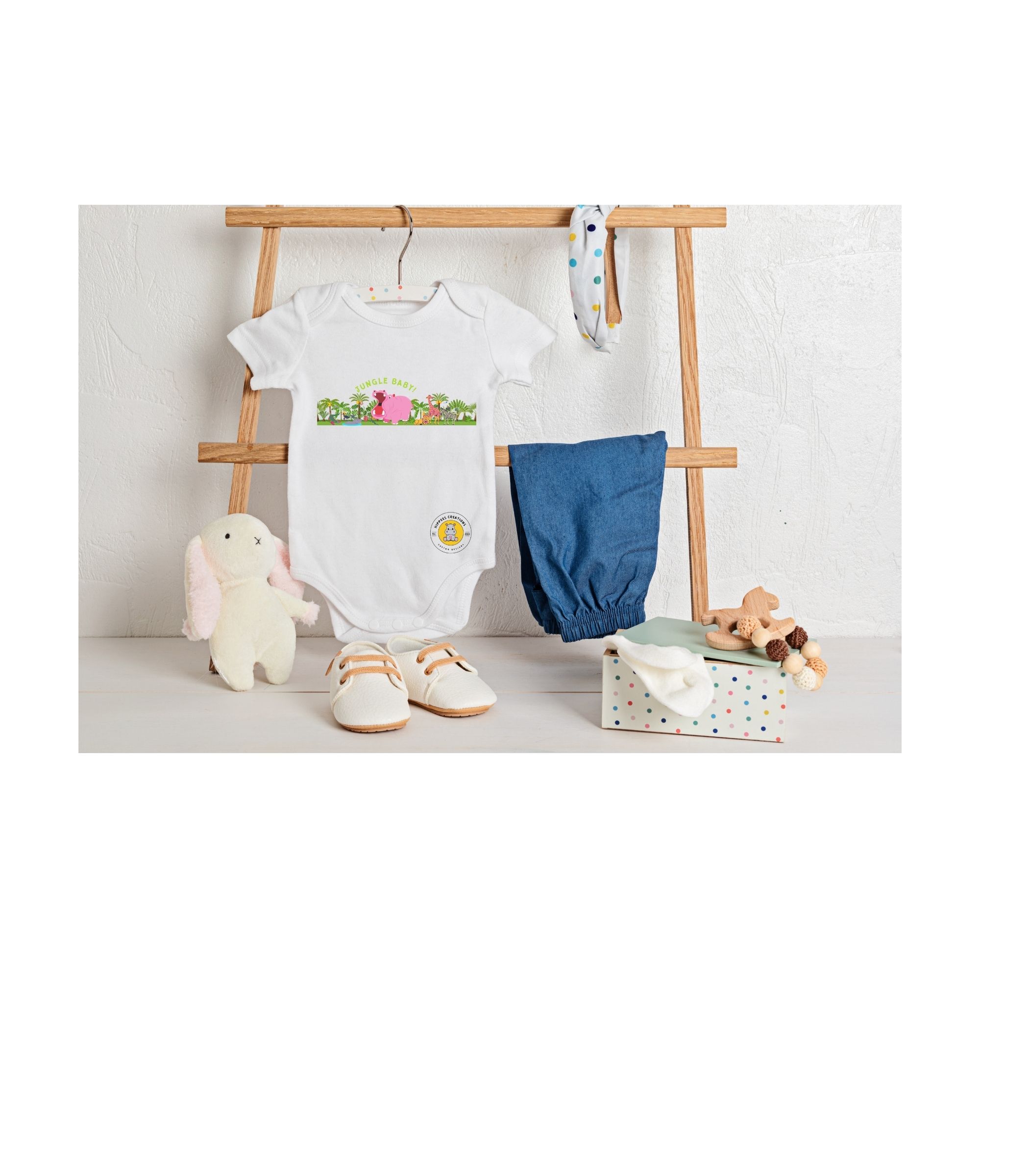 Baby Onesie Jungle Hippees Brand (2100 x 2400 px)